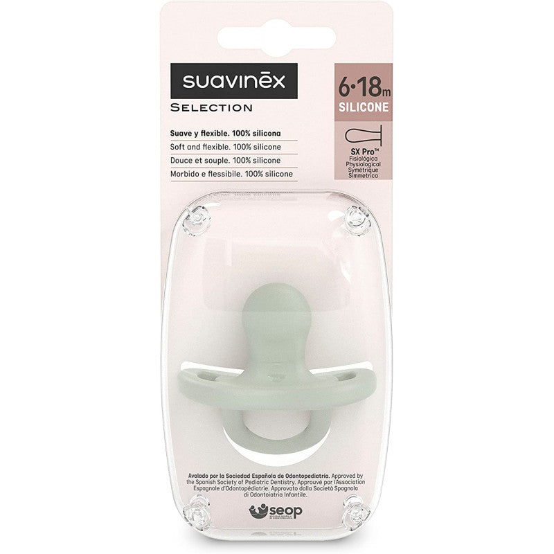 Suavinex - Ciuccio in Silicone 100% - 6/18 Mesi - Verde - 2