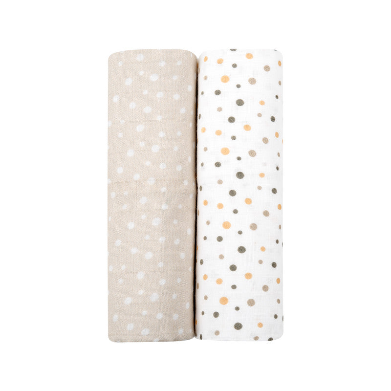 Kikka Boo - Set 2 Mussole in Cotone - Dots Beige