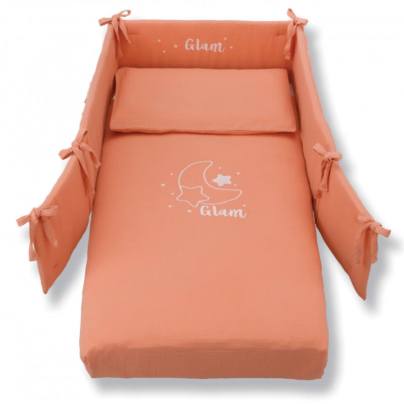 Set Glammy In Mussole Di Cotone Coral