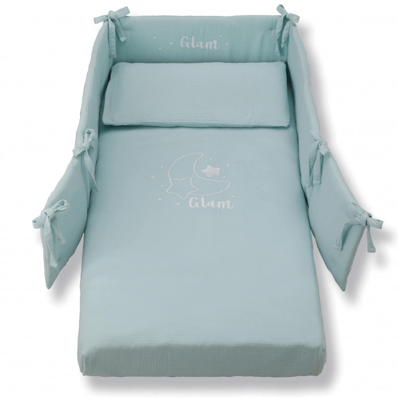 Set Glammy In Mussole Di Cotone Marina
