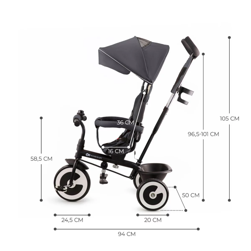 Triciclo Kinderkraft Aston Grey - 3