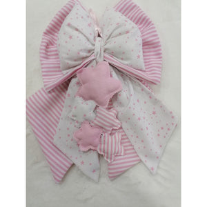 Fiocco Nascita Artigianale Rosa e Bianco