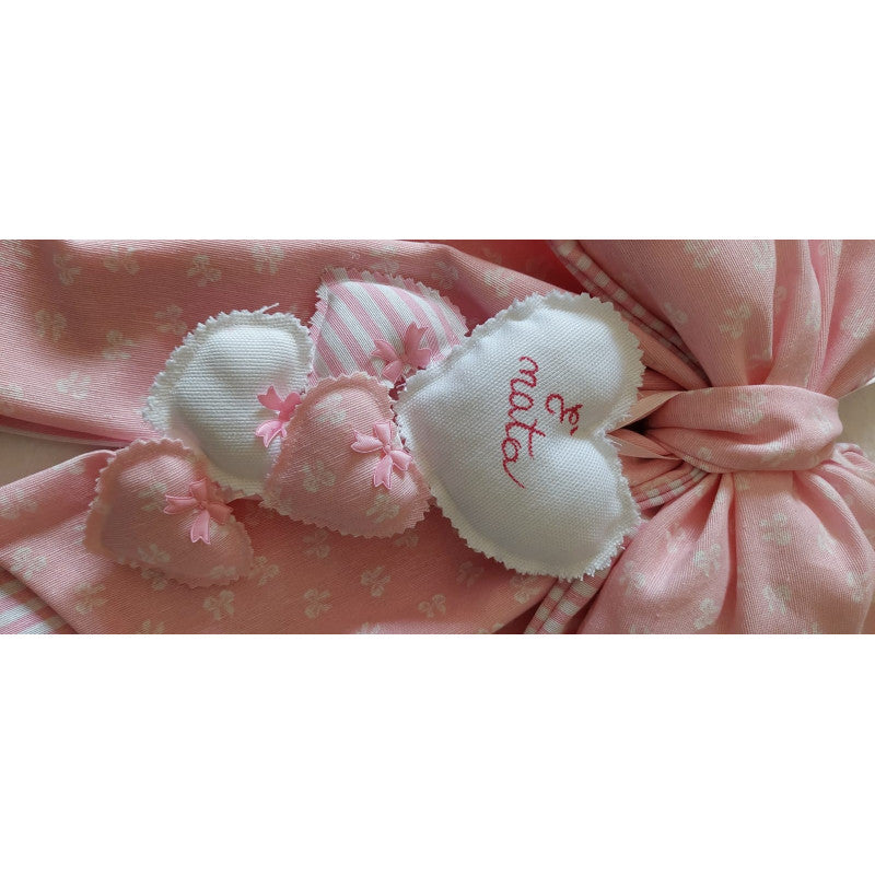 Fiocco Nascita Artigianale Rosa Con Cuori - 2