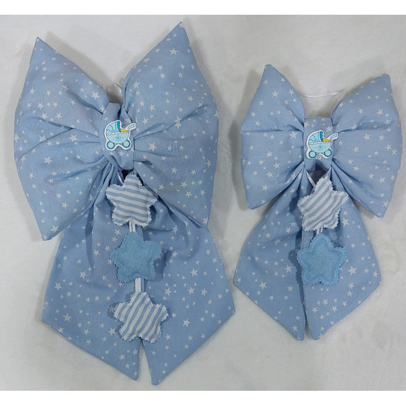 Set Fiocchi Nascita Artigianale Stelle Azzurro