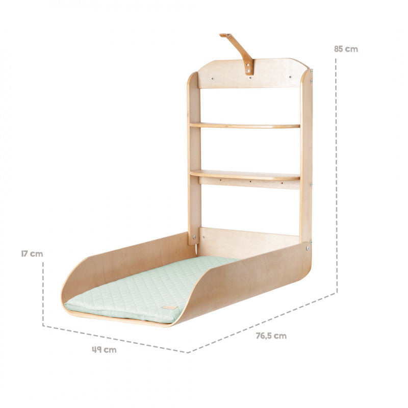 Fasciatoio a muro con 2 ripiani - Naturale frosty green - 4