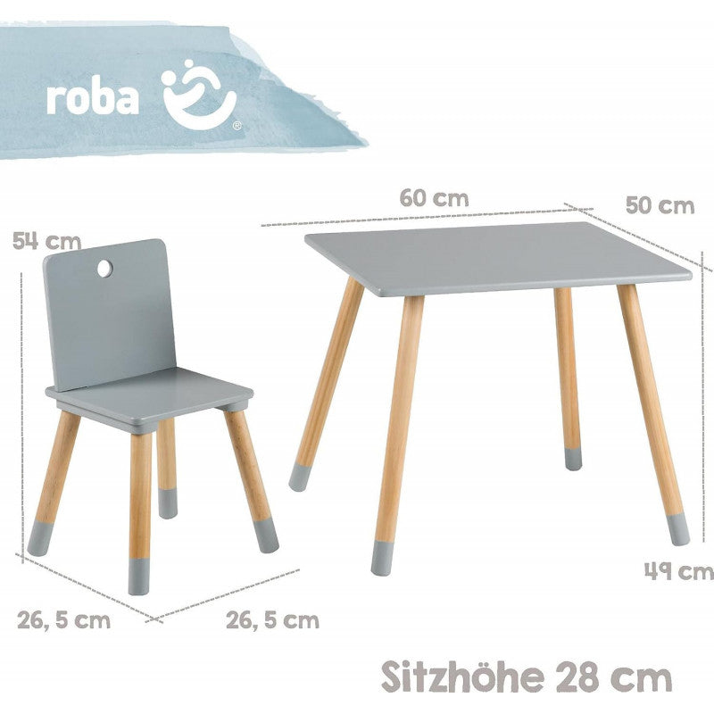 Roba - Set Tavolo e Sedie per Bambini Grigio - 3