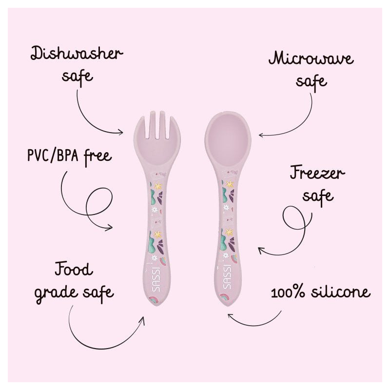 Posate in silicone Unicorno Sparkly - 4
