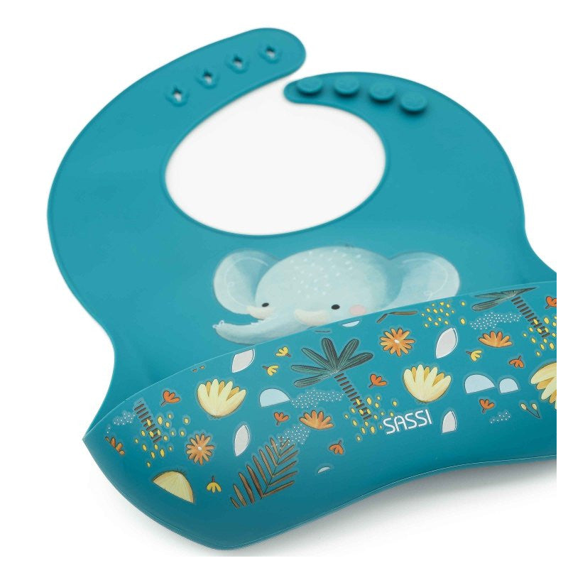 Bavaglino Con Tasca in Silicone Elefante Chewy - 2