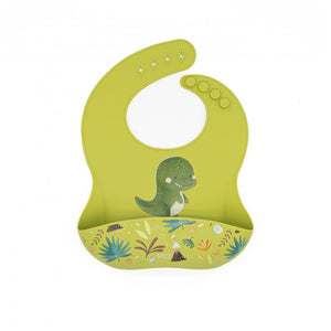 Bavaglino Con Tasca in Silicone Dinosauro Cracky