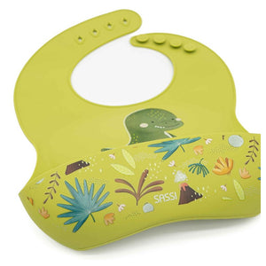 Bavaglino Con Tasca in Silicone Dinosauro Cracky - 3