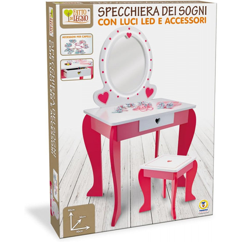 Specchiera Led e Sgabello in Legno - 3