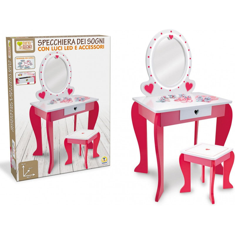 Specchiera Led e Sgabello in Legno - 2