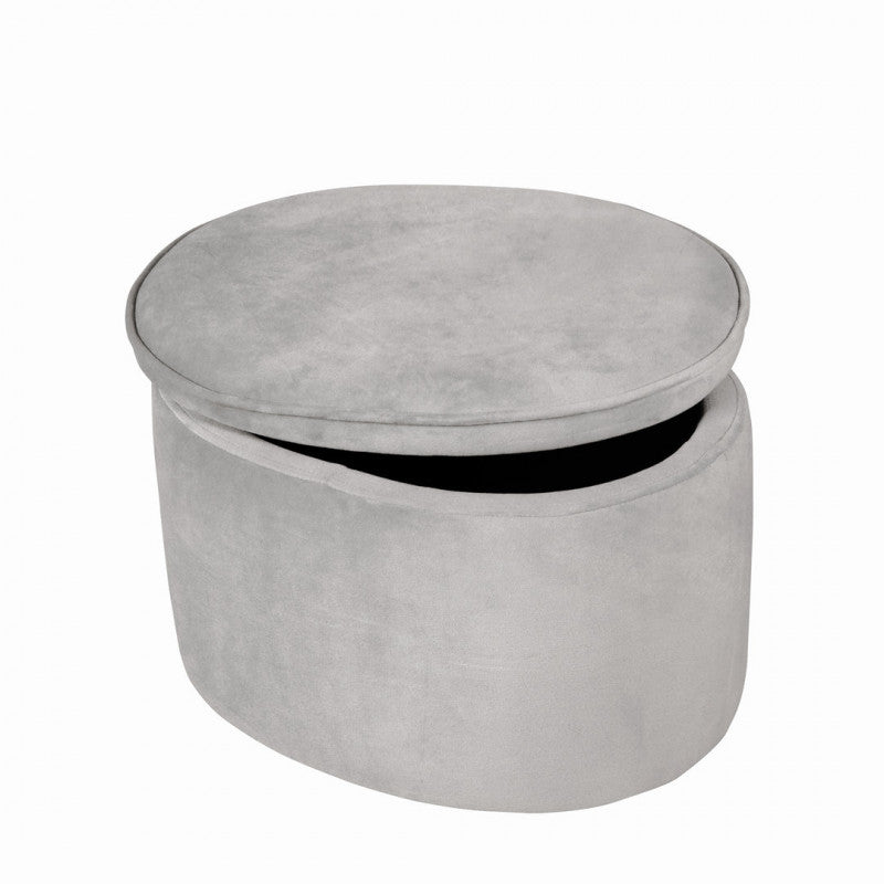 Pouf Ovale per Bambini in Velluto - Grigio