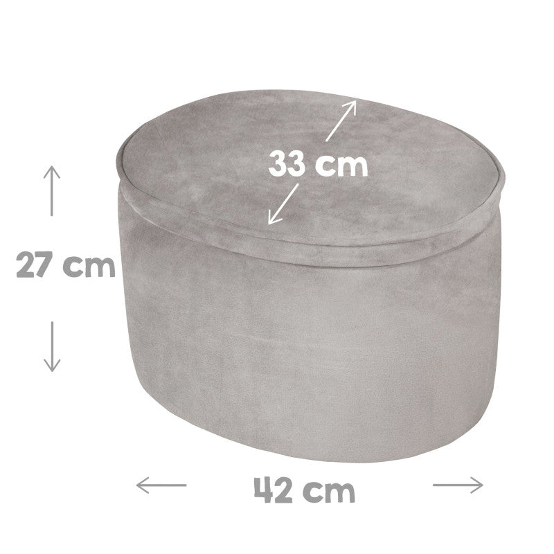 Pouf Ovale per Bambini in Velluto - Grigio - 2