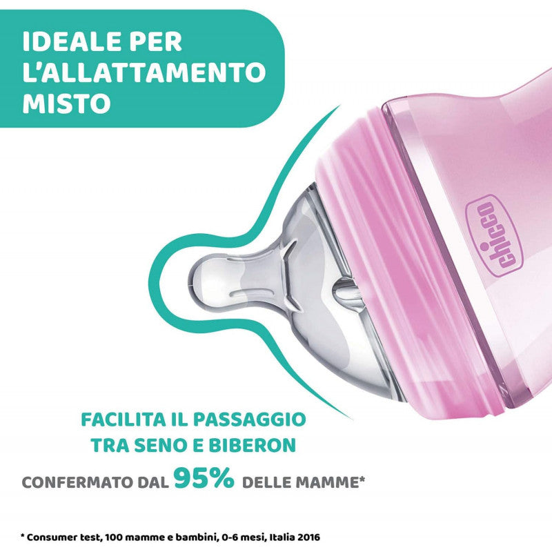 Chicco NaturalFeeling Biberon Anticolica 0+ Rosa - 4