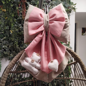 Fiocchi Nascita Artigianali Orso Cuore Rosa - 3