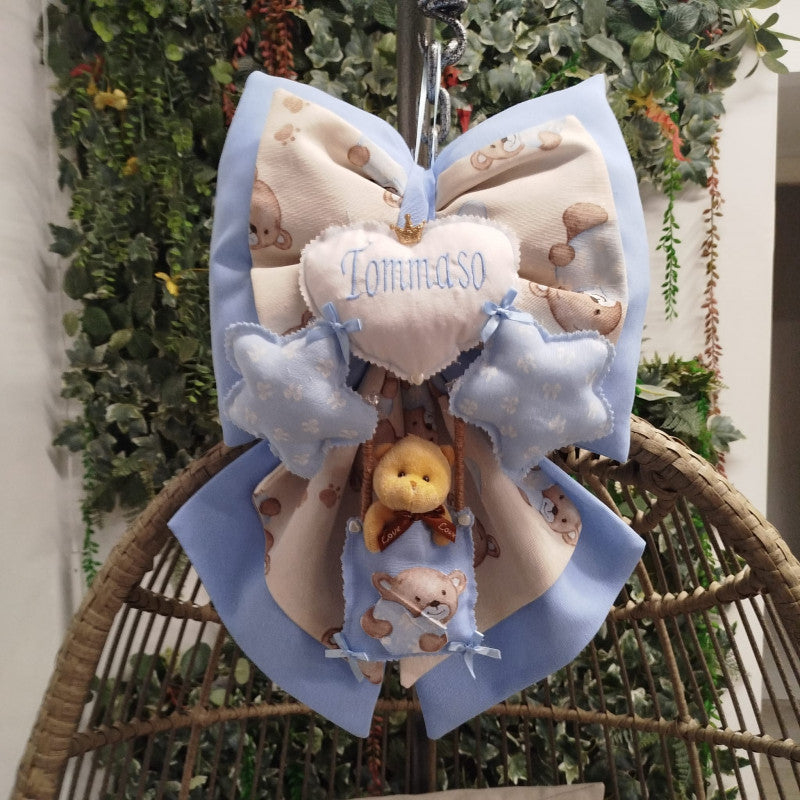 Fiocchi Nascita Artigianali Personalizzato Azzurro