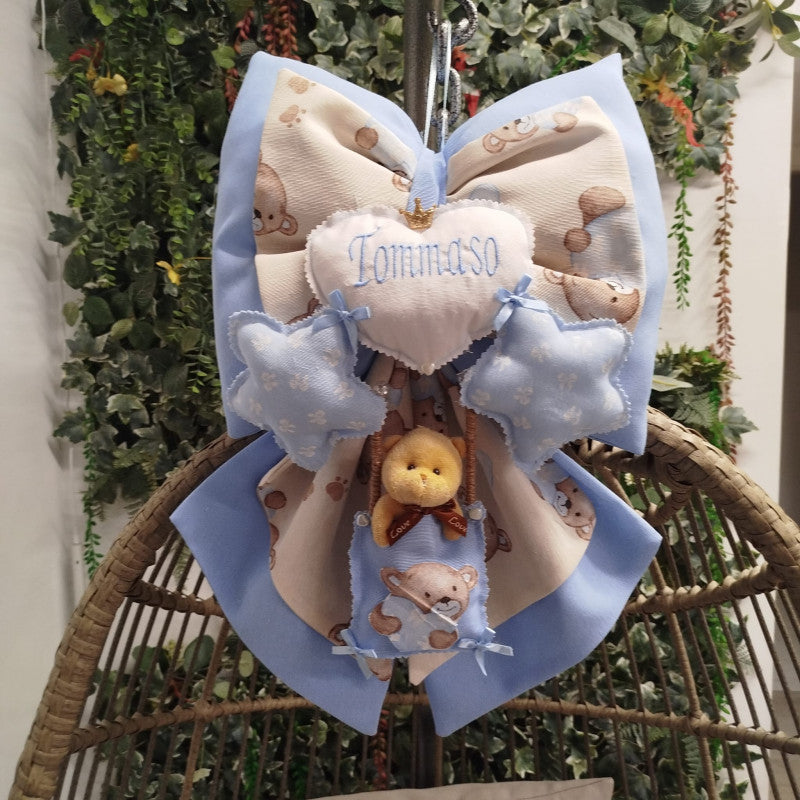 Fiocchi Nascita Artigianali Personalizzato Azzurro - 2