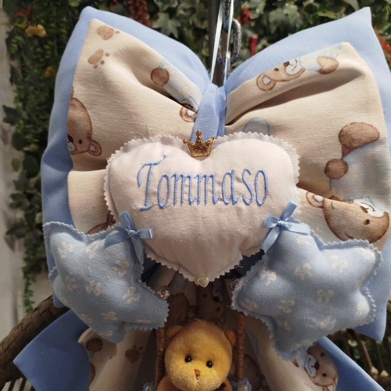 Fiocchi Nascita Artigianali Personalizzato Azzurro - 3