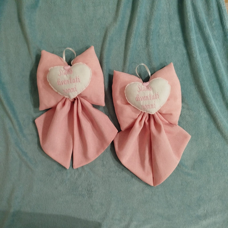 Coppia di Fiocchi Nascita Rosa Siamo diventati Nonni - 2