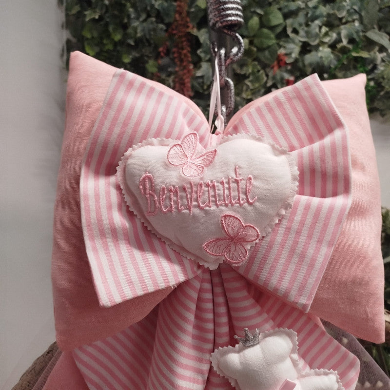 Fiocchi Nascita Gemellare Rosa Artigianale - 2