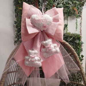Fiocchi Nascita Gemellare Rosa Artigianale