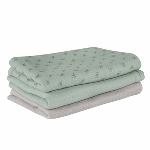 Set Di Mussole in cotone biologico 80x80 Verde