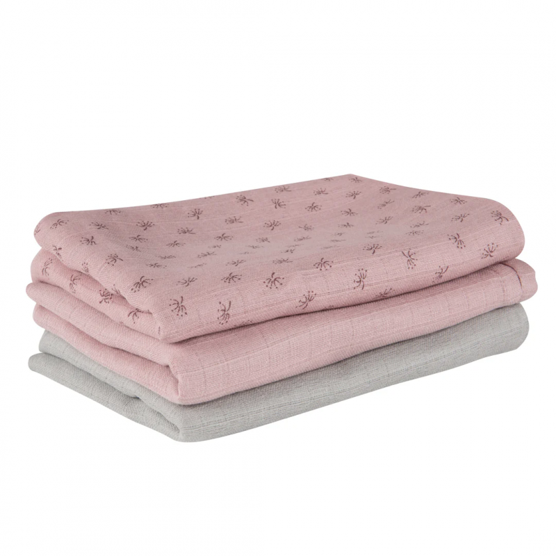 Set Di Mussole in cotone biologico 80x80 Rosa