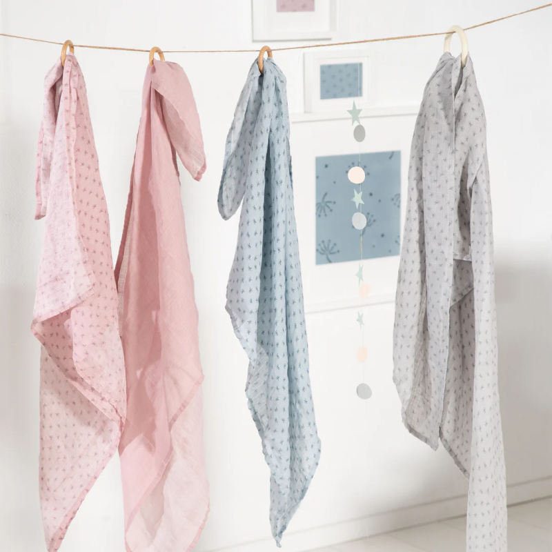 Set Di Mussole in cotone biologico 80x80 Rosa - 3