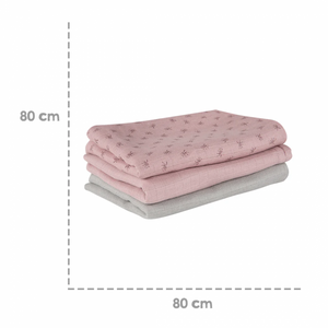 Set Di Mussole in cotone biologico 80x80 Rosa - 5