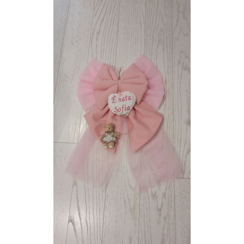 Fiocco Nascita Personalizzabile In Cotone e Tulle - 2