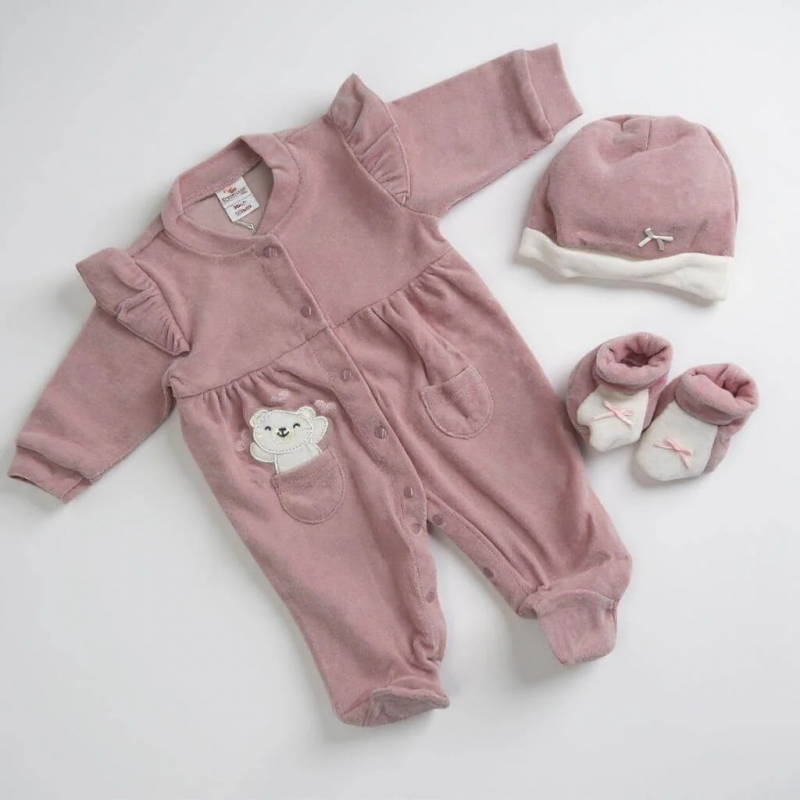 Set Neonato in Ciniglia 3 Pezzi