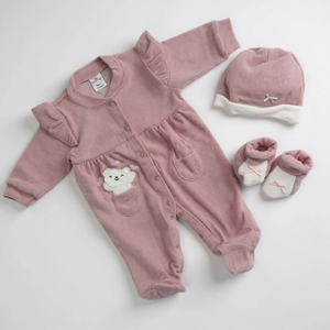 Set Neonato in Ciniglia 3 Pezzi 3/6 Mesi
