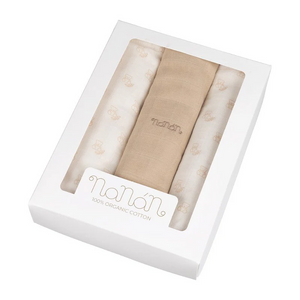 Set 3 mussole Nanan all over orsetti 80x80 cm beige - 2