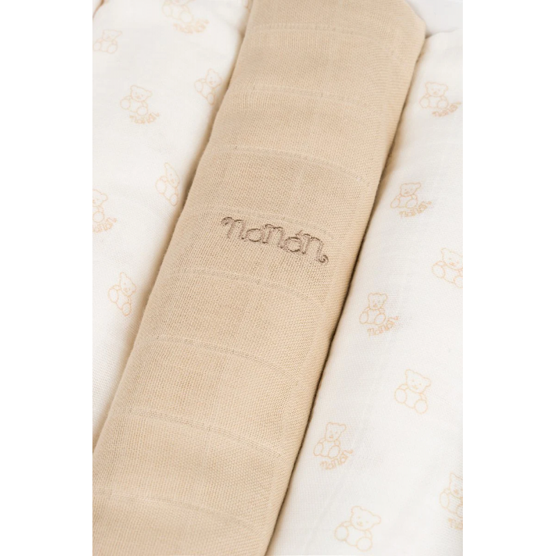 Set 3 mussole Nanan all over orsetti 80x80 cm beige - 3