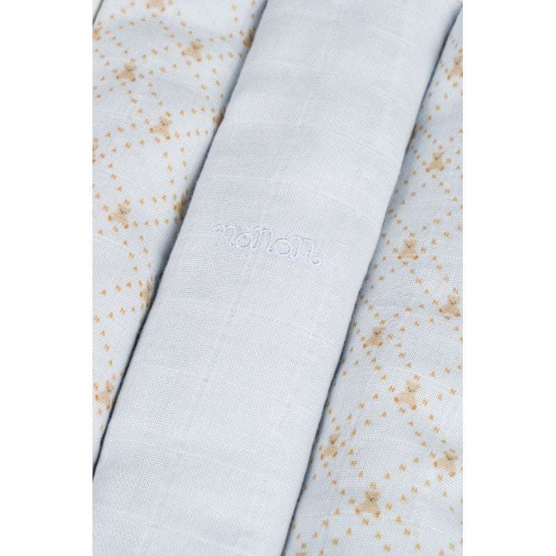 Set 3 mussole Nanan all over lettering 80x80 cm azzurro - 4