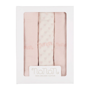 Set 3 mussole Nanan rosa 80x80 cm