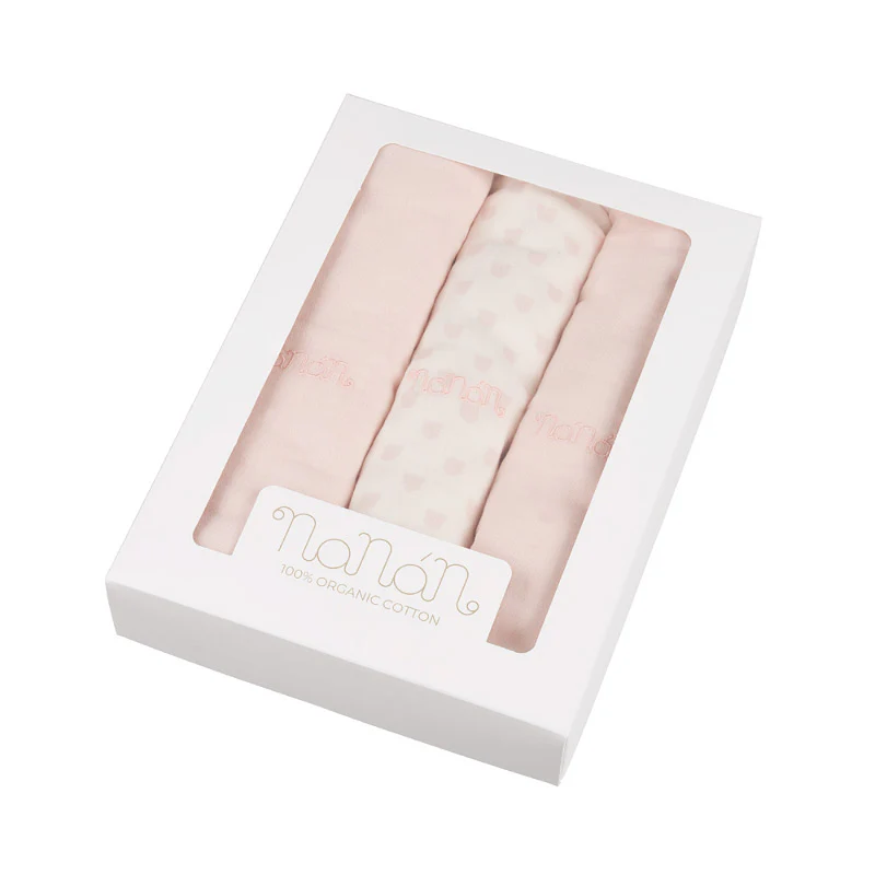 Set 3 mussole Nanan rosa 80x80 cm - 4