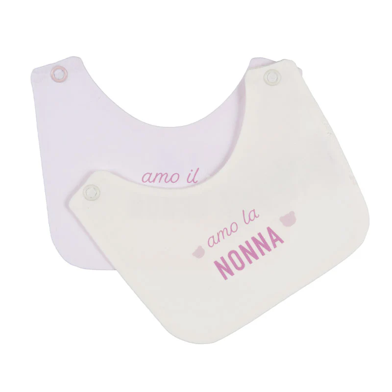 Bavaglino  Rosa con scritta “Amo la nonna/il nonno - 2
