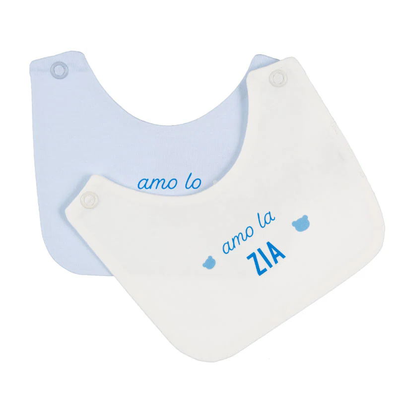 Bavagli Nanan con scritta Azzurro Amo la zia/lo zio
