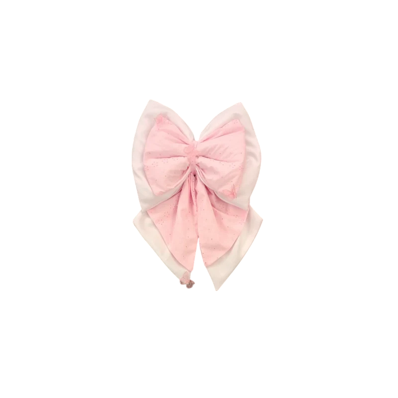 Pink Birth Bow In Sangallo With Personalized Embroidery
