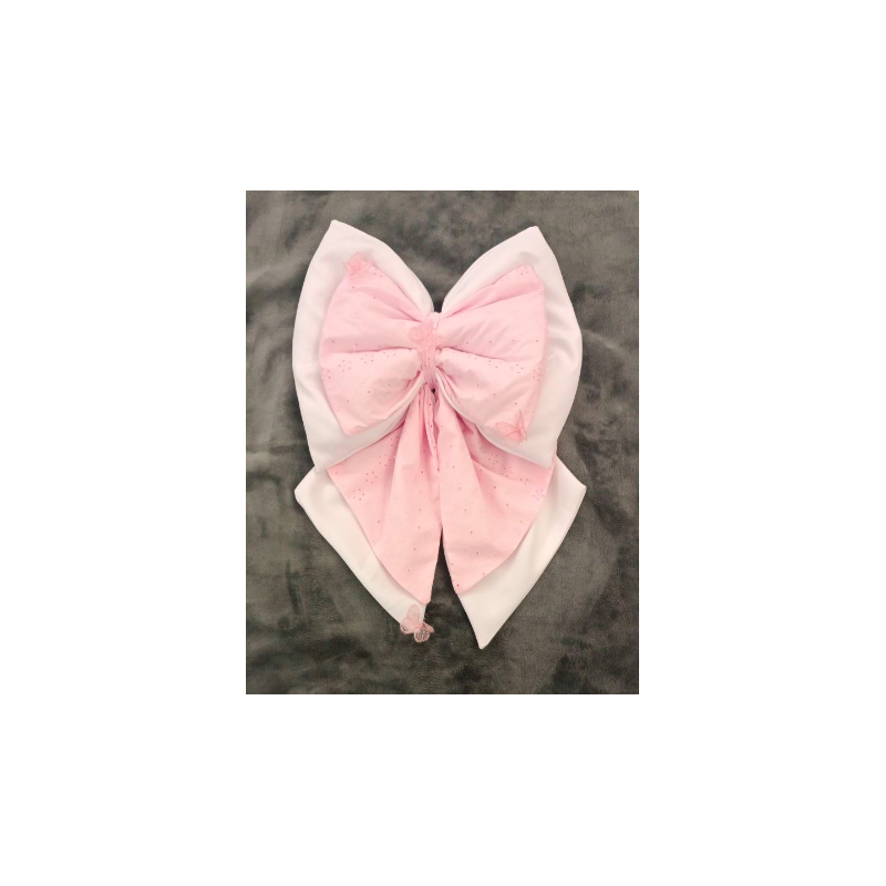 Fiocco Nascita Rosa In Sangallo Con Ricamo Personalizzato