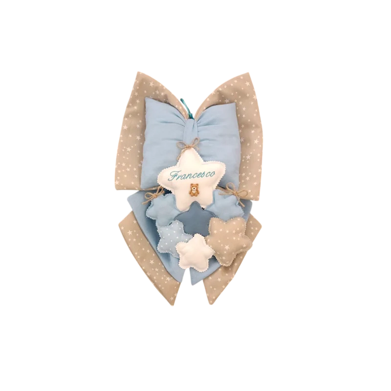 Personalized Blue Birth Bow