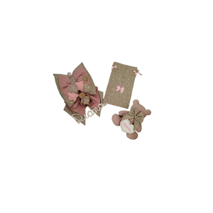 Set fiocco nascita Rosa con Sacchetto e Orsetto