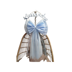 Fiocco Nascita Grande In tulle con Scritta in Tricoton