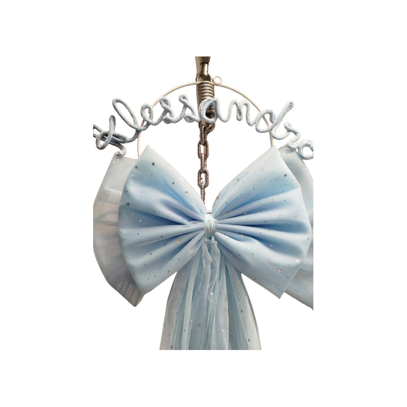 Fiocco Nascita Grande In tulle con Scritta in Tricoton - 2