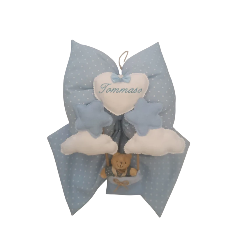 Light Blue Bear Cloud Plush Birth Bow