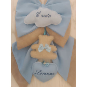Fiocco Nascita Peluche Azzurro