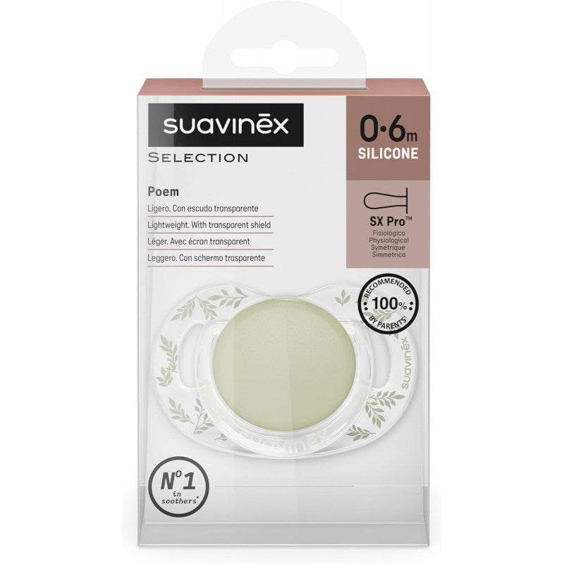 Suavinex Poetry Ciuccio per Neonati 0/6 Mesi Verde