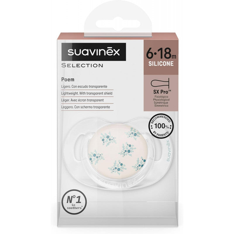 Suavinex Poetry Ciuccio per Neonati 6-18 Mesi Azzurro